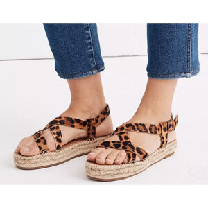NEW Madewell Malia The Malia Espadrille Sandal in Leopard Calf Hair 8